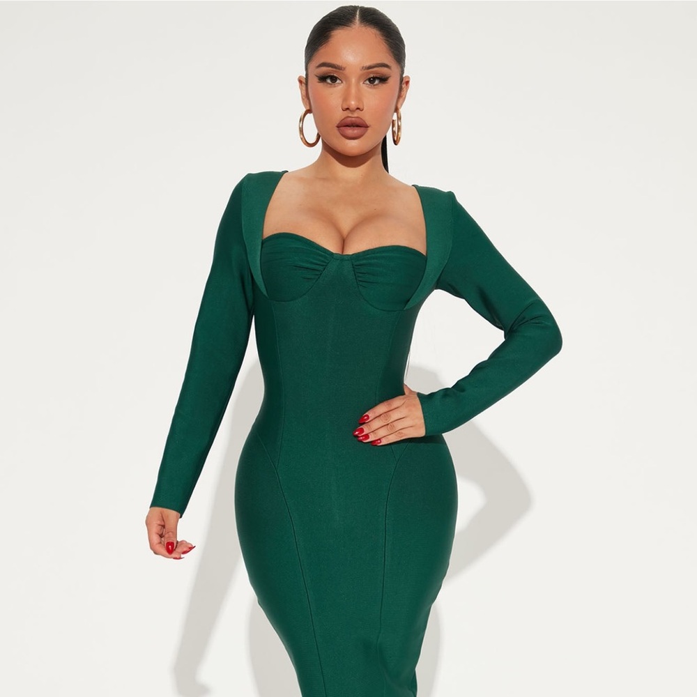Always good long sleeve bandage Midi Dress